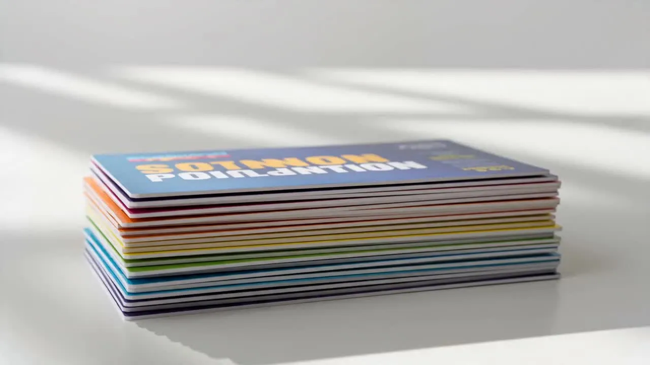 Bunte Einkaufstüten und Gutscheine auf einer hellen Theke, klar und werblich angeordnet
