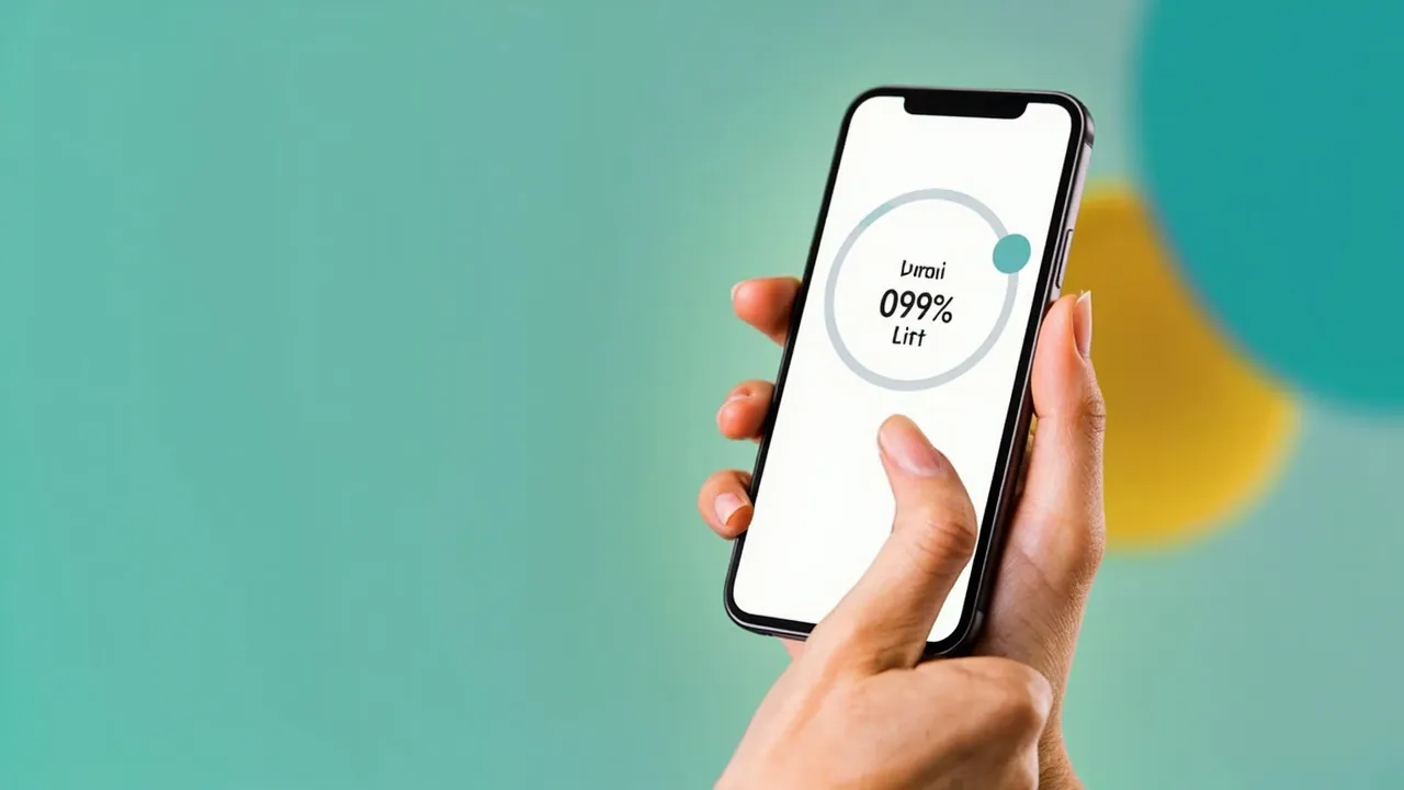Smartphone mit Deal-App und Prozent-Badge in heller, klarer Anordnung